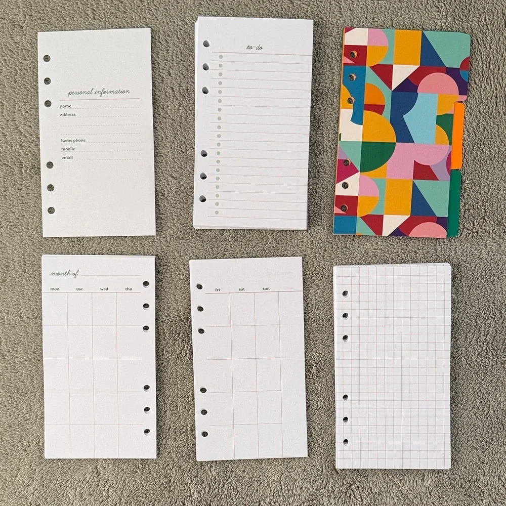 Colorful Undated Planner Inserts
